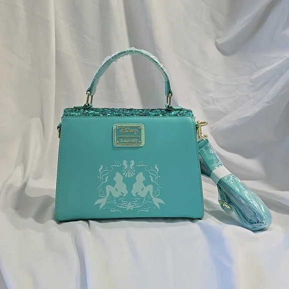 NWT Loungefly Disney The Little Mermaid Sequins Collection Crossbody Blue - Picture 3 of 10
